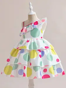 StyleCast x Revolte Girls Polka Dot Printed Fit and Flare Midi Dress