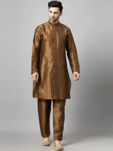 Utsav Fashion Mandarin Collar Long Sleeves Straight Kurta with Pyjamas
