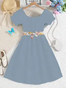 BAESD Colourblocked Crepe Fit & Flare Dress