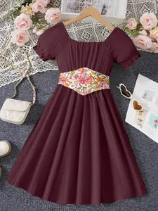 BAESD Colourblocked Crepe Fit & Flare Dress