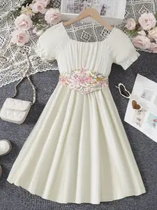 BAESD Colourblocked Crepe Fit & Flare Dress