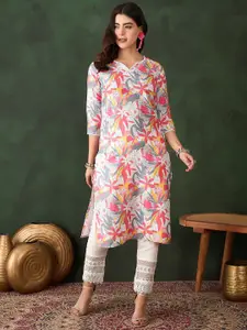 Sangria Floral Printed Straight Kurta