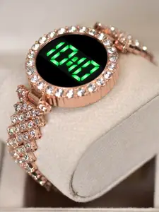 SWADESI STUFF Women Dial & Straps Digital Automatic Watch-SDS 155 ROUND ROSE GOLD