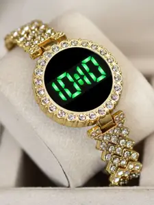 SWADESI STUFF Women Dial & Straps Digital Automatic Watch SDS 155 ROUND GOLD