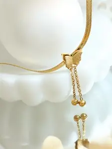 V FASHION JEWELLERY Rose Gold-Plated Stainless Steel Statement Necklace