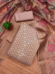 Panzora Floral Embroidered Woven Design Unstitched Dress Material