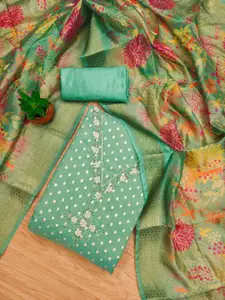 Panzora Floral Printed Embellished Unstitched Dress Material