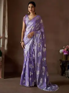 Saree mall Embellished Beads and Stones Pure Silk Sarees