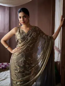 Saree mall Embellished Beads and Stones Pure Silk Heavy Work Sarees