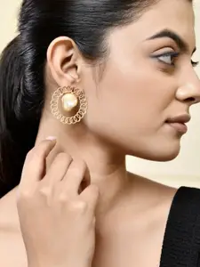 Silvermerc Designs Gold Plated Pearls Circular Studs Earrings