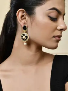 Silvermerc Designs Gold Plated Pearls Circular Drop Earrings