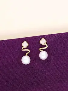 KAI JEWEL 92.5 Sterling Silver Gold-Plated CZ StuddedContemporary Drop Earrings