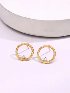 KAI JEWEL 92.5 Sterling Silver Gold-Plated CZ Studded Contemporary Studs Earrings