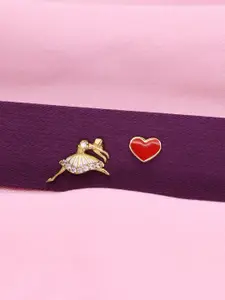 KAI JEWEL 92.5 Sterling Silver Gold Plated CZ Studded Contemporary Studs