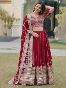 Ethnic Yard Embellished Sequinned Ready to Wear Lehenga & Unstitched Blouse With Dupatta