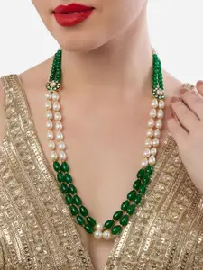 Zaveri Pearls Gold-Plated Stone Studded & Beaded Meenakari Layered Necklace