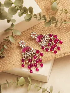 Zaveri Pearls Zaveri Gold Plated Pearls Studded Contemporary Jhumkas