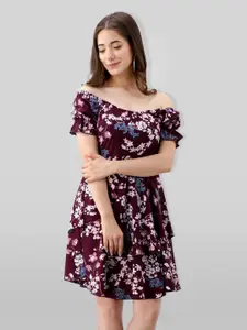 all about you Women Floral Printed Fit & Flare Above Knee Dress