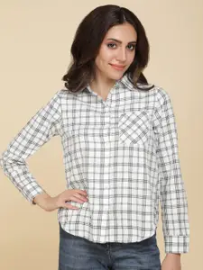 DressBerry Women Spread Collar Tartan Checked Casual Shirt