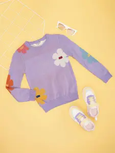 Pantaloons Junior Girls Floral Printed Pullover Sweater