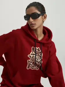 FFLIRTYGO Women Graphic Printed Hooded Sweatshirt