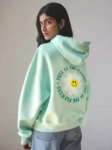 FFLIRTYGO Women Typography Printed Hooded Sweatshirt