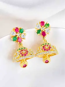 Peora Gold-Plated Cubic Zirconia Studded Dome Shaped Jhumkas