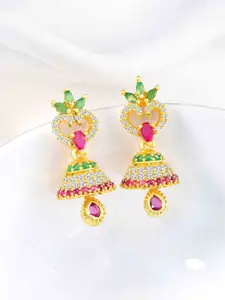 Peora Gold-Plated Cubic Zirconia Studded Dome Shaped Jhumkas