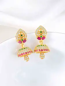 Peora Gold-Plated Cubic Zirconia Contemporary Jhumkas