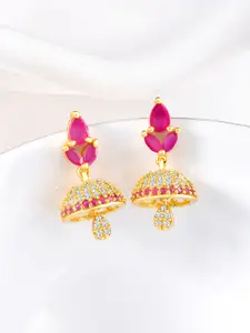 Peora Gold-Plated Cubic Zirconia Studded Dome Shaped Jhumkas