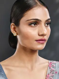 Peora Gold-Plated Cubic Zirconia Studded Contemporary Studs