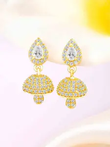 Peora Gold-Plated Cubic Zirconia Studded Dome Shaped Jhumkas