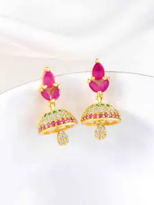 Peora Gold-Plated Cubic Zirconia Contemporary Jhumkas