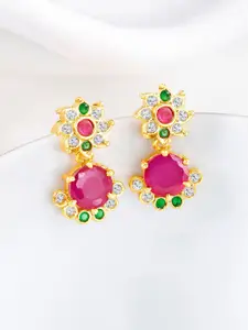 Peora Gold-Plated Cubic Zirconia Contemporary Jhumkas