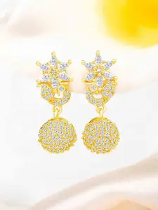 Peora Gold-Plated Cubic Zirconia Contemporary Jhumkas