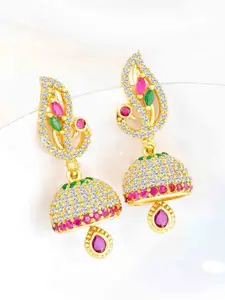 Peora Gold-Plated Cubic Zirconia Contemporary Jhumkas