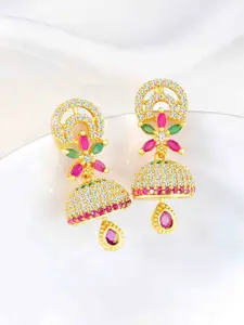 Peora Gold-Plated Cubic Zirconia Studded Dome Shaped Jhumkas