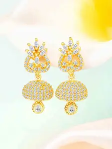 Peora Gold-Plated Cubic Zirconia Contemporary Jhumkas