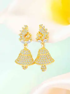 Peora Gold-Plated Cubic Zirconia Studded Floral Jhumkas