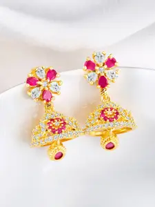 Peora Gold-Plated Cubic Zirconia Studded Dome Shaped Jhumkas