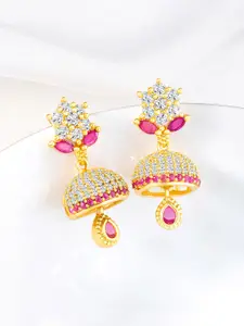 Peora Gold-Plated Cubic Zirconia Contemporary Jhumkas