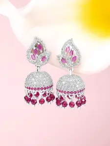 Peora Silver-Plated CZ Studded Dome Shaped Jhumkas