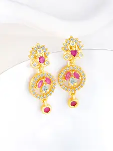 Peora Gold-Plated Contemporary CZ Drop Earrings
