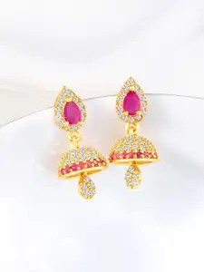 Peora Gold-Plated Cubic Zirconia Contemporary Jhumkas