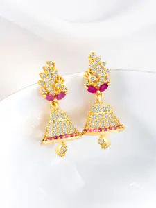 Peora Gold-Plated Cubic Zirconia Contemporary Jhumkas