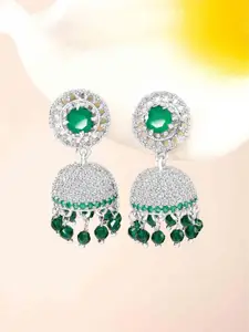 Peora Silver-Plated CZ Studded Dome Shaped Jhumkas