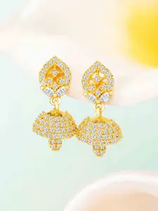 Peora Gold-Plated Cubic Zirconia Contemporary Jhumkas