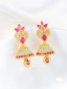 Peora Gold-Plated Cubic Zirconia Studded Dome Saped Jhumkas