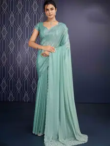 Mitera Beads and Stones Saree with Blouse Piece