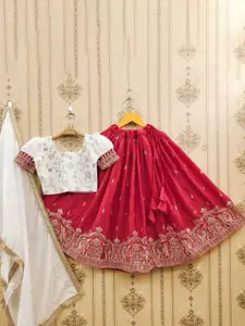 JOVK DESIGN Girls Embroidered Ready to Wear Lehenga & Blouse With Dupatta